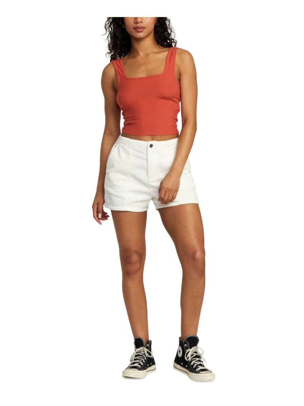 RVCA Womens Daylight High Waisted High Rise Corduroy Shorts White Size M NWT